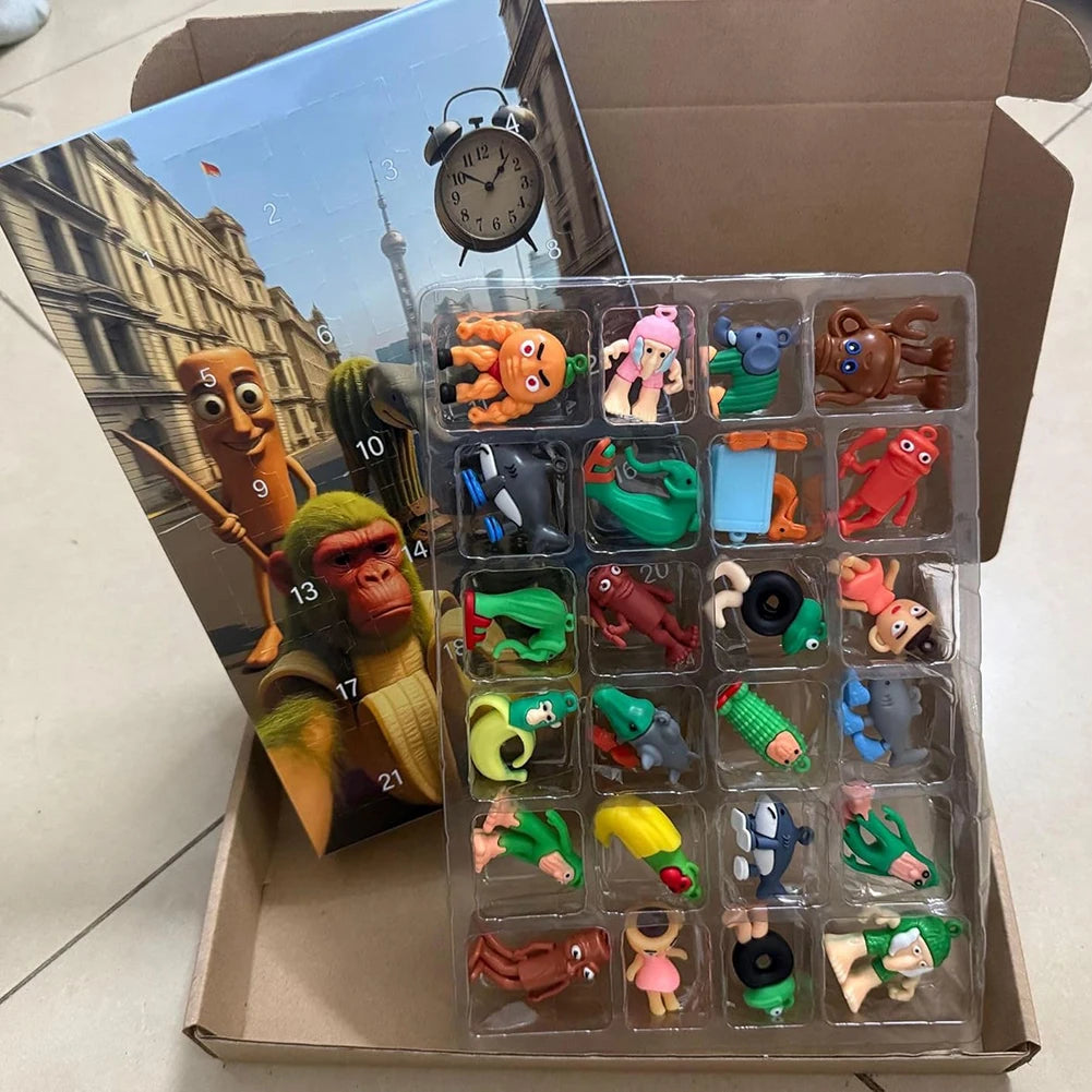 24-Day Advent Calendar – Cartoon Character Collectible Silicone Mini Figures & Surprise Ornaments Gift