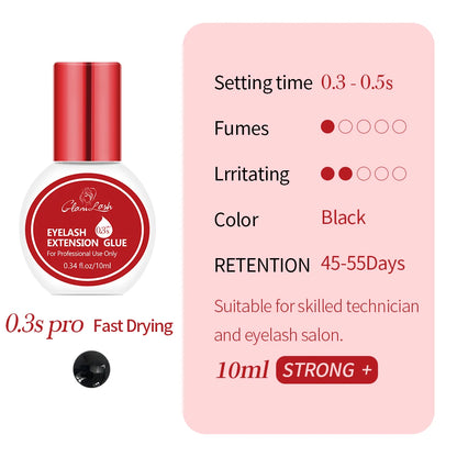 GLAMLASH Eyelash Extension Glue — 0.3-2 Sec Fast-Dry Black Adhesive for Individual False Lashes, Professional Kit