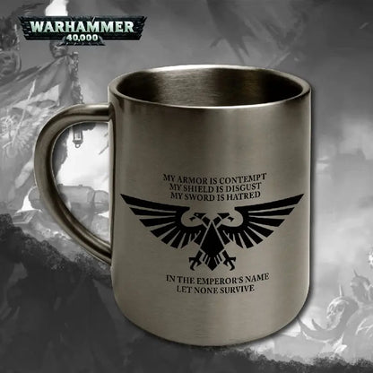Warhammer 40K Metal Stainless Steel Cup | Imperial Double-Headed Eagle Mug | Game Peripheral Gift
