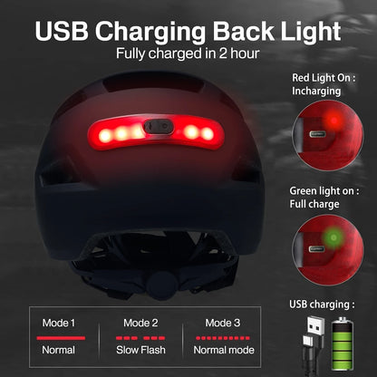 USB Rechargeable Cycling Helmet with Built-in Taillight – In-Mold MTB Mountain & Road Bike Safety Helmet for Sports Riding