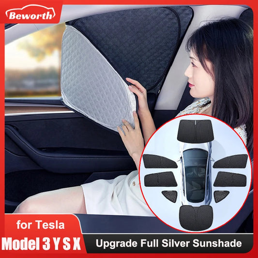 Tesla Side Window Sunshade - Custom Fit Privacy UV Protection Cover for Model 3, Y, S & X, Outdoor Camping & Travel Accessory