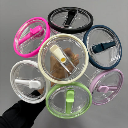 30oz/40oz Tumbler Flip Straw Lid Replacement – Spill-Proof Reusable Cover for Quencher Cups