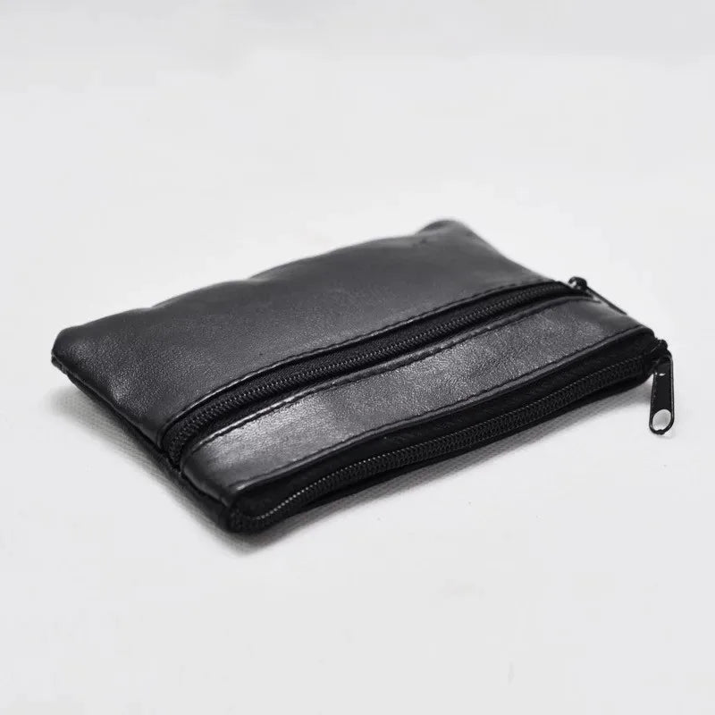 Leather Mini Coin Purse with Zipper – Small Wallet & Key Holder for Women, Men & Kids