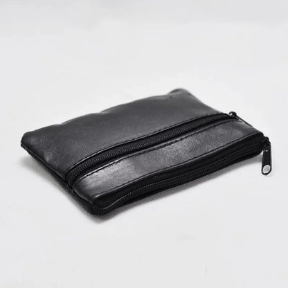 Leather Mini Coin Purse with Zipper – Small Wallet & Key Holder for Women, Men & Kids