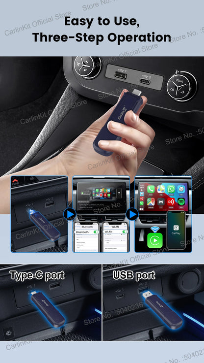 CarlinKit 5.0 Mini 5 Pro — Wireless CarPlay & Android Auto USB Dongle with WiFi & Bluetooth