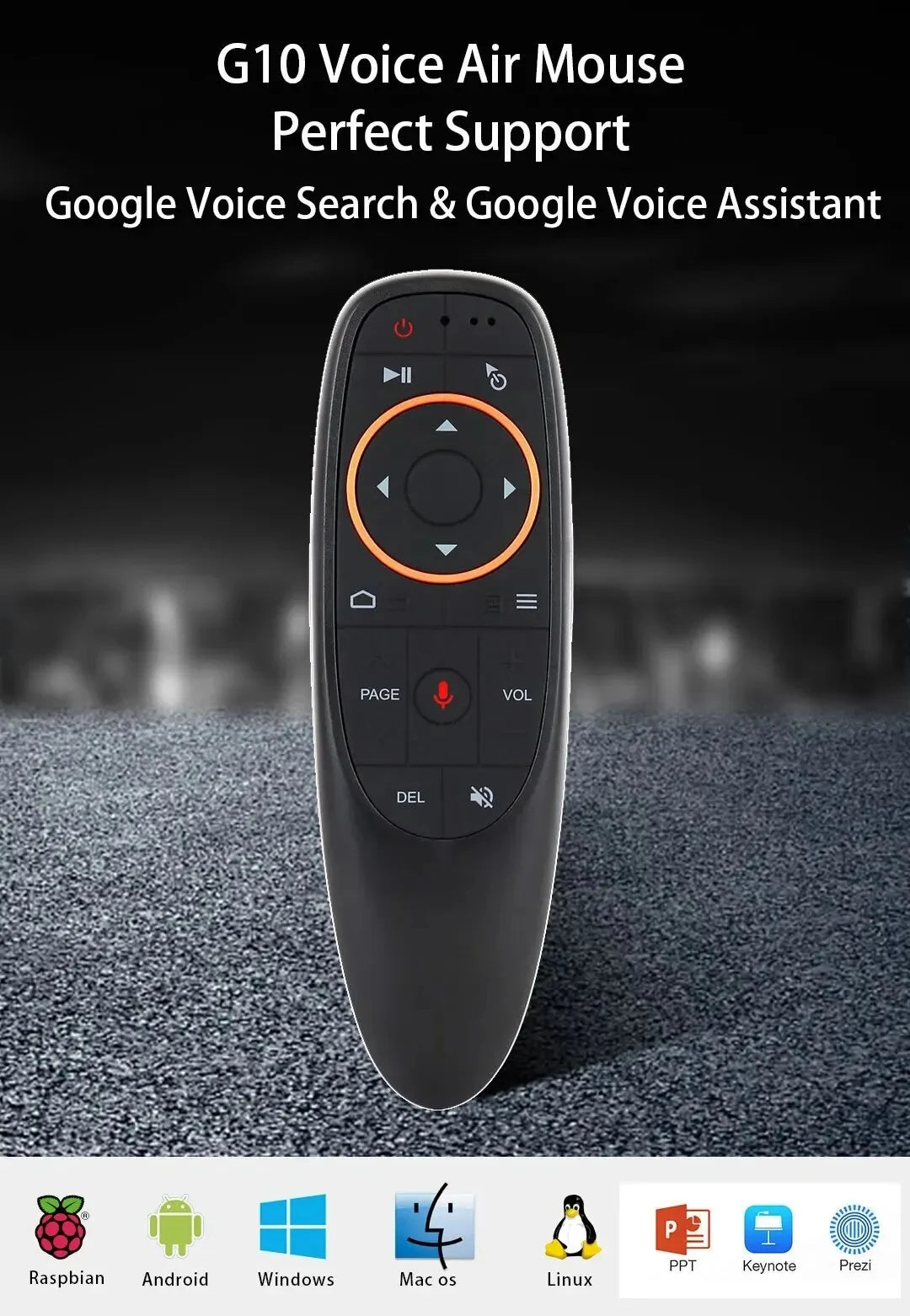 G10S Air Mouse Voice Remote Control – 2.4G Wireless Gyroscope & IR Learning for Android TV Box H96 MAX X88 PRO HK1