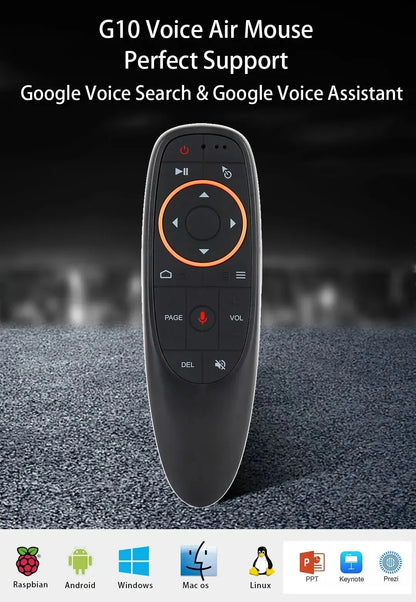 G10S Air Mouse Voice Remote Control – 2.4G Wireless Gyroscope & IR Learning for Android TV Box H96 MAX X88 PRO HK1