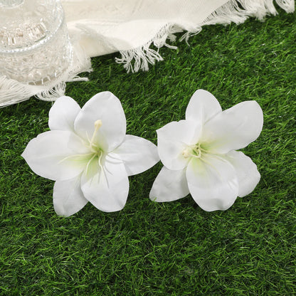 Simulated Orchid Flower Hairpins – White & Pink Hair Clips for Women, Summer Travel Seaside Fashion Headwear