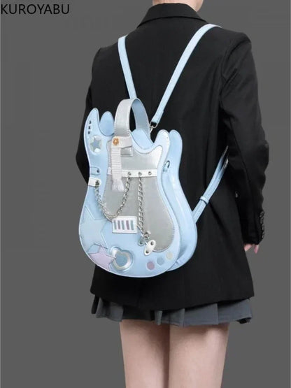 PU Harajuku Guitar Backpack – Cute Y2K Style Mochilas Mujer, Chic Shoulder & Crossbody Bag
