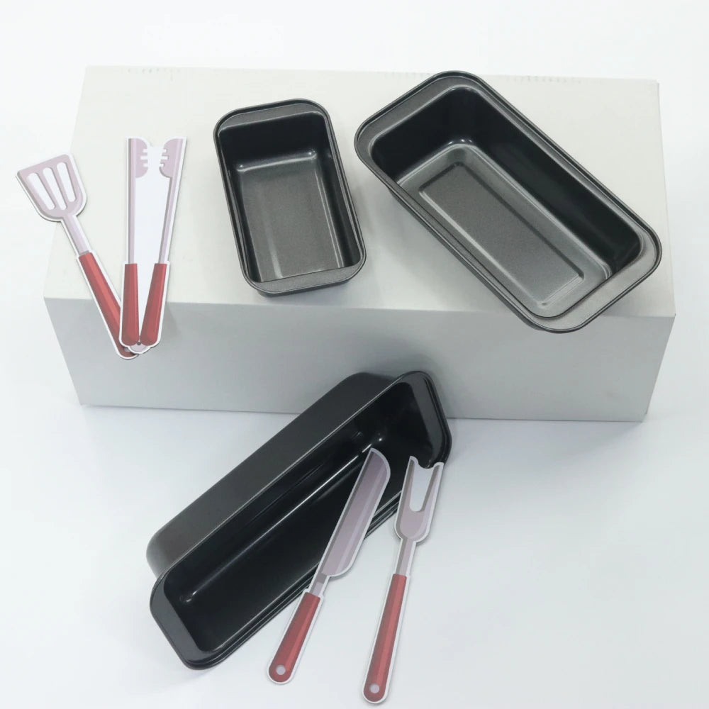 3-Piece Rectangular Nonstick Loaf Pan Set – Gray Carbon Steel Bread, Toast, Brownie & Pound Cake Baking Pans