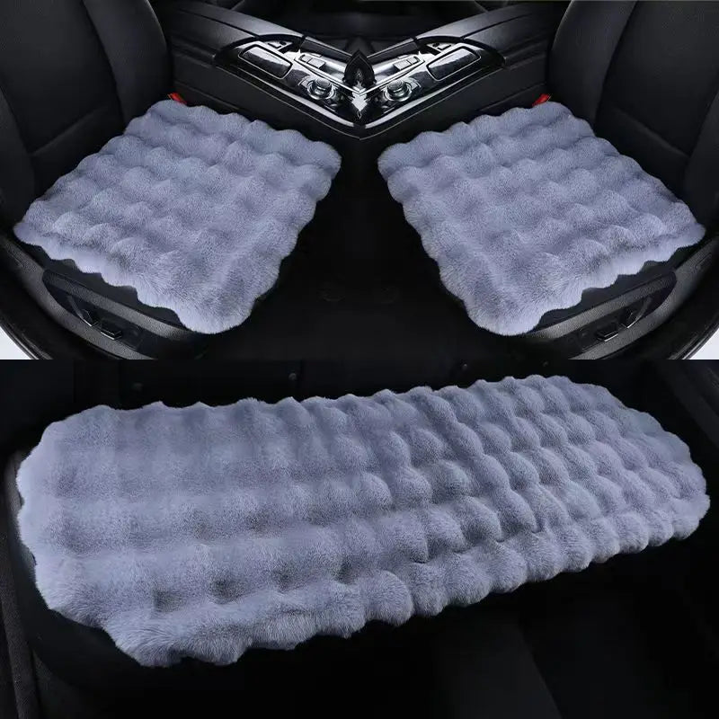 Winter Plush Car Seat Covers – Ultra-Soft Rabbit Fur Cushion Pads for Warmth, Universal Fit Auto Chair Protectors