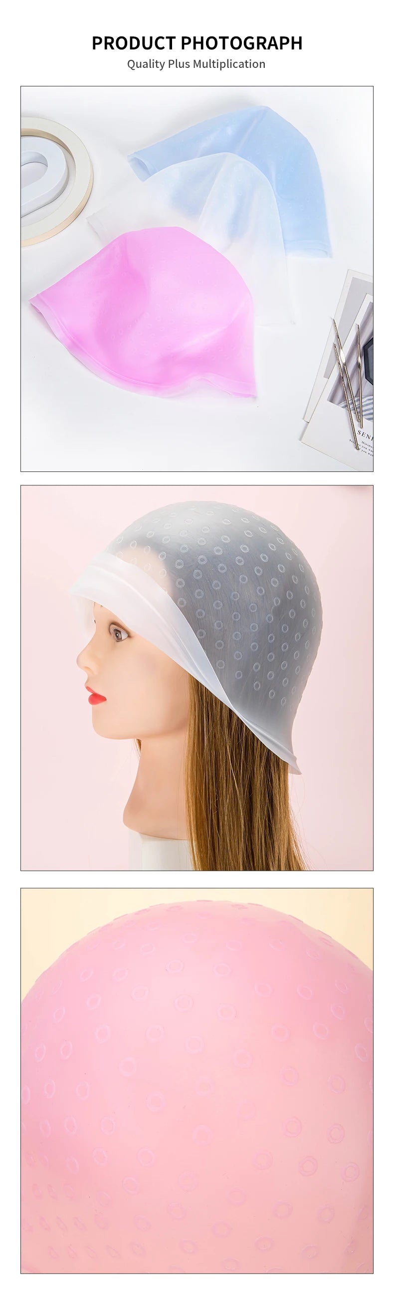 Silicone Hair Highlighting Cap with Hook Needle – Reusable Hair Dye Set for Salon & Professional Hair Coloring