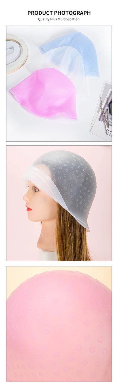 Silicone Hair Highlighting Cap with Hook Needle – Reusable Hair Dye Set for Salon & Professional Hair Coloring