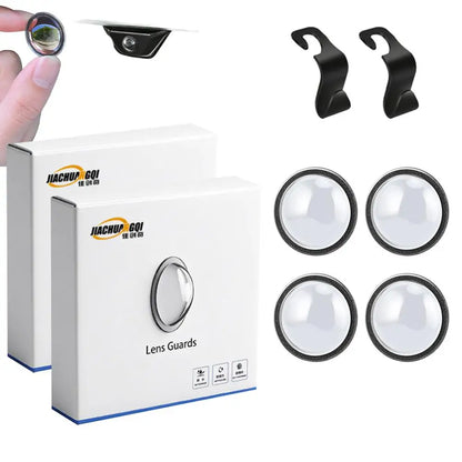 4-Piece Car Camera Lens Guards - 360° Panoramic Camera Anti-Scratch & Dust Protection Covers with 2 Hooks