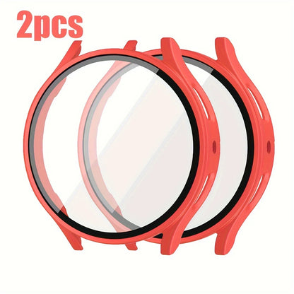 2-Pack Samsung Galaxy Watch Protective Case with Tempered Glass - Full-Coverage Drop-Resistant and Scratch-Resistant Screen Protector for Watch 4/5/6/7 40mm & 44mm