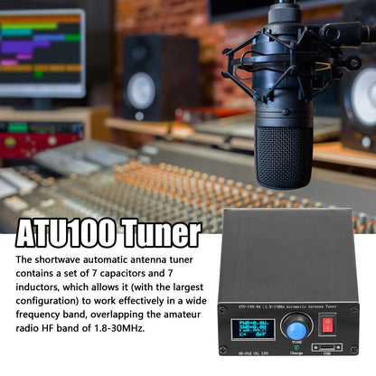 ATU-100-0A Mini Automatic Antenna Tuner – 1.8-55MHz with OLED Display, Aluminum Alloy Case, 1500mAh Battery