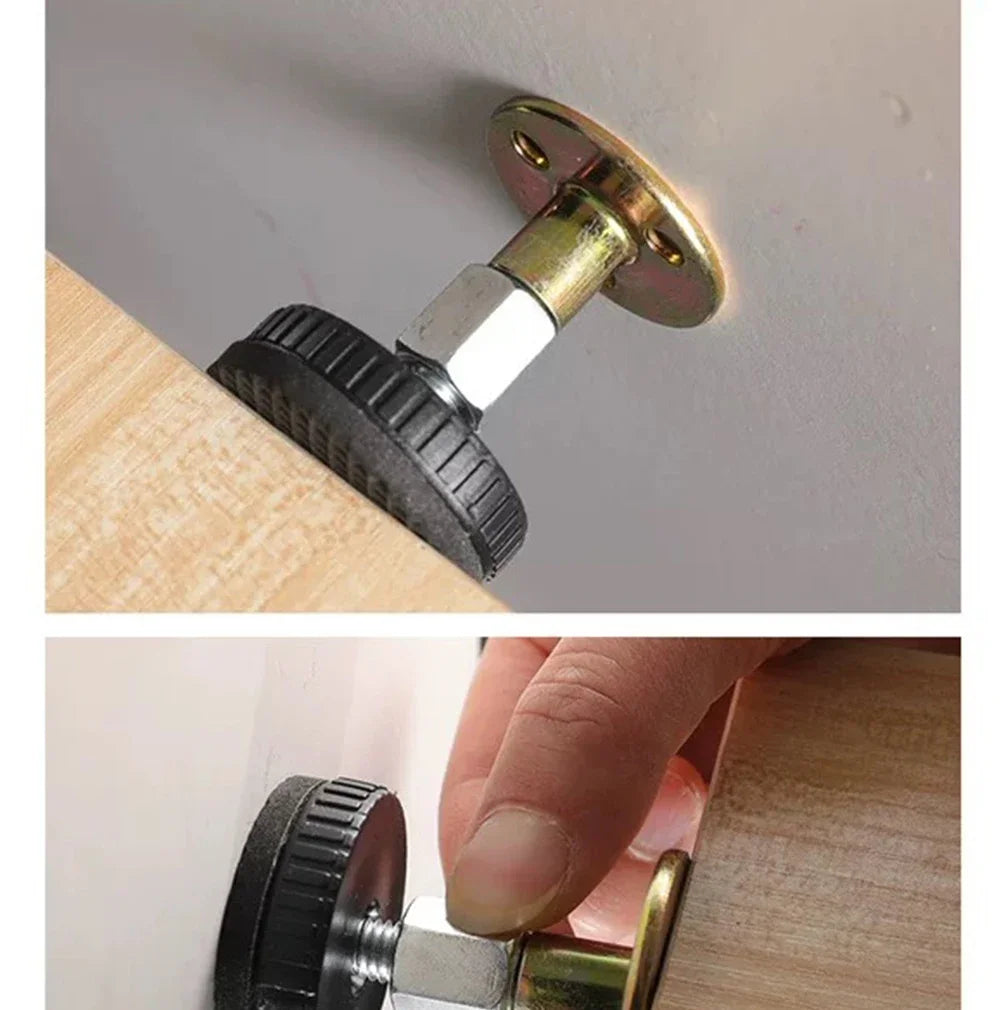 Adjustable Threaded Bed Shock Mount | Furniture & Cabinet Stabilizers | Self-Adhesive Headboard Stoppers