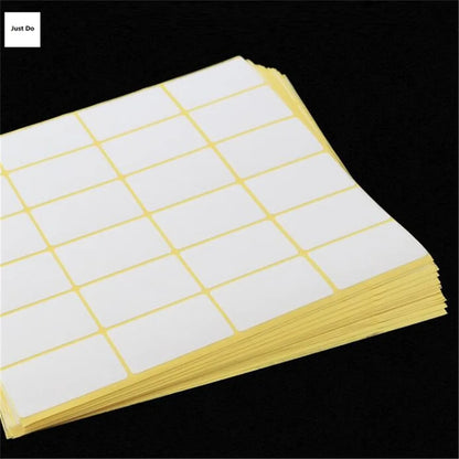 15-Sheet Blank White Adhesive Labels - Self-Stick Name Stickers for DIY Crafts, Notes, and Office Stationery