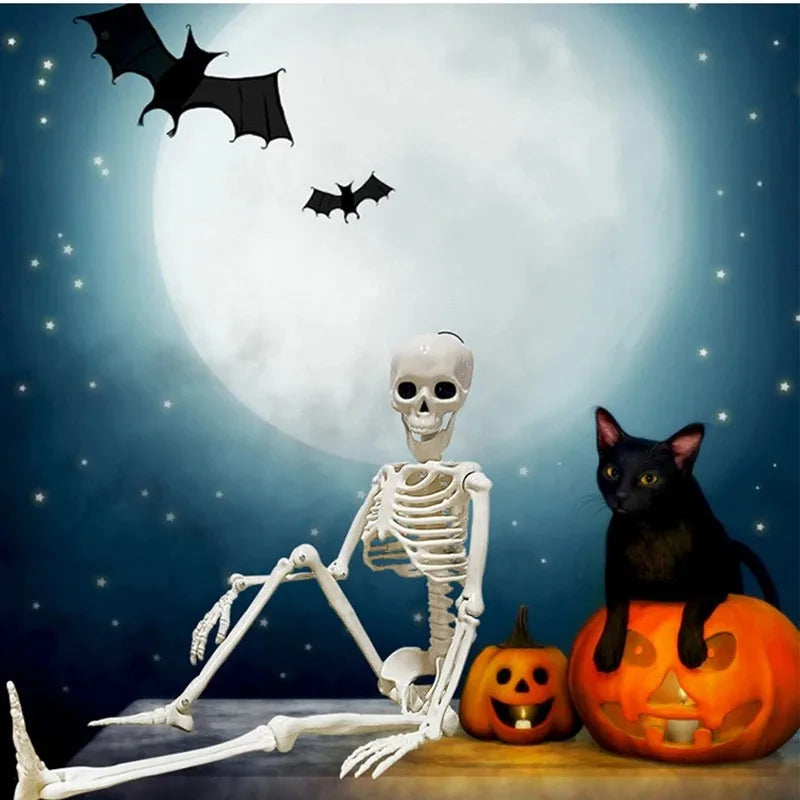 40cm Posable Human Skeleton Decoration - Halloween Horror Prop for Haunted Houses, Parties, and DIY Displays