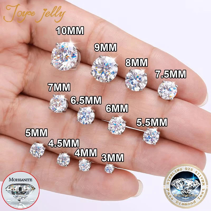 Real Moissanite Diamond Stud Earrings 0.1–3CT – S925 Silver, Platinum Plated Wedding & Bridal Jewelry, GRA Certified