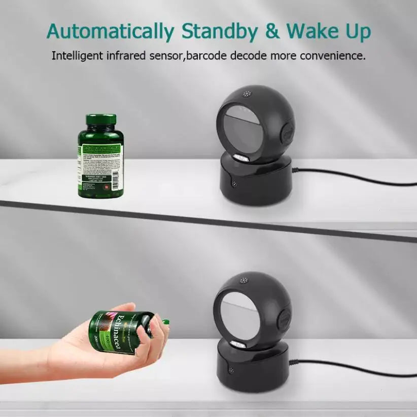 NETUM Desktop 2D QR Barcode Scanner – Hands-Free Omnidirectional USB Reader for 1D/2D & Screen Barcode Scanning (A5 Size)