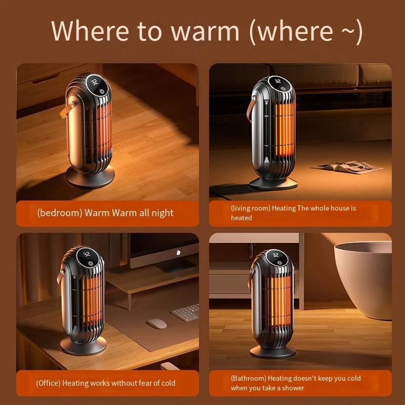 2000W PTC Ceramic Desktop Space Heater - Intelligent Fast Heating with 4 Heat Settings for Home, Office, and Bedroom