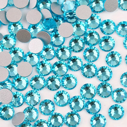 Glass Crystal Flatback Rhinestones Set SS6–SS30 – Non-Hotfix Round Glue-On Gems for Nail Art, DIY Crafts & Jewelry Decoration