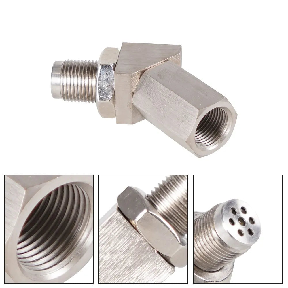 High-Quality 45-Degree O2 Oxygen Sensor Adapter – Aluminum Extender Spacer CEL Eliminator with Catalytic Converter P0420 P0430