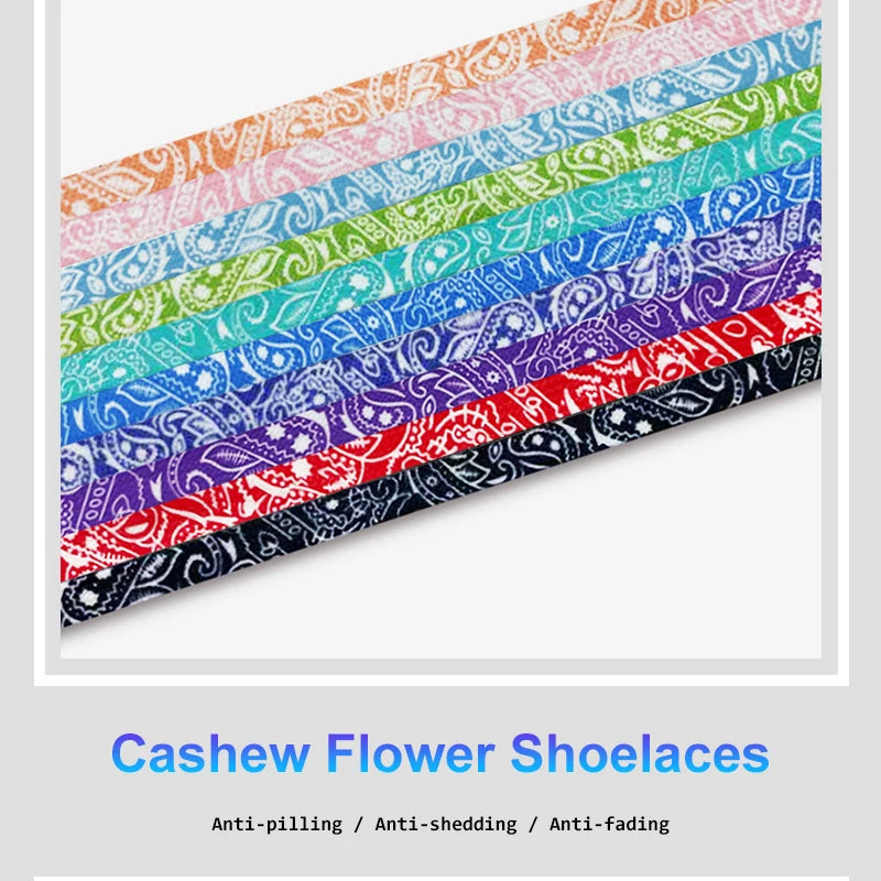 Gilding Flat Shoe Laces - Cashew Flower Hand-Painted Shoelaces for Sneakers, Basketball & Tennis Shoestrings