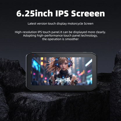 EKIY 6.25" Wireless CarPlay Motorcycle Display – Android Auto GPS Navigation Screen with TPMS Monitoring Portable Dashboard Unit