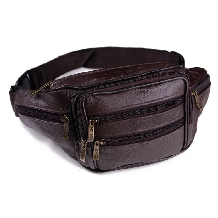 Men's Leather Waterproof Waist Bag - Multi-Functional Compact Phone Wallet & Cash Holder
