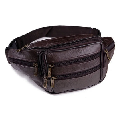 Men's Leather Waterproof Waist Bag - Multi-Functional Compact Phone Wallet & Cash Holder
