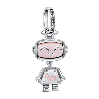 925 Sterling Silver Robot & Sea Turtle Charms Pendant — Moon Bead Bracelet Accessory, DIY Fashion Jewelry Gift for Women