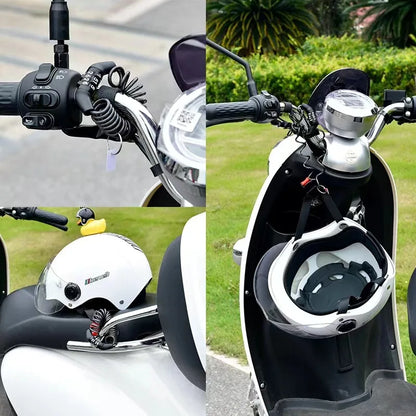 Universal Motorcycle & Bicycle Security Lock – Portable Helmet Password Wire Anti-Theft MTB & Road Bike Lock