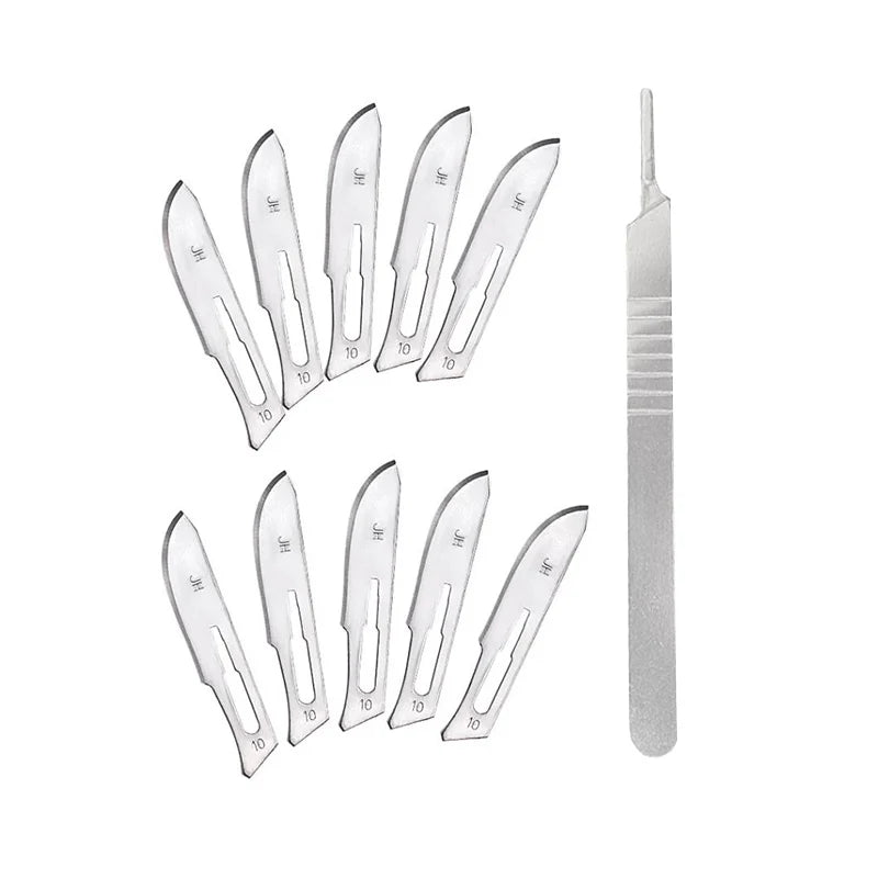 Carbon Steel Surgical Scalpel Set – Blades & Handle for DIY Cutting, PCB Repair, and Animal Surgery