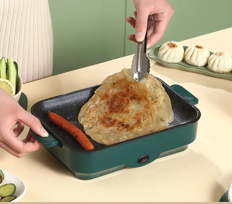 Multifunctional Electric BBQ Grill – 26cm Square Mini Electric Baking Tray and Wok for Pancakes, Steak, and Kitchen Frying