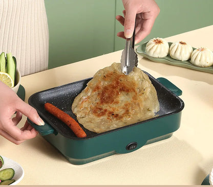 Multifunctional Electric BBQ Grill – 26cm Square Mini Electric Baking Tray and Wok for Pancakes, Steak, and Kitchen Frying