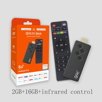 G96 Android 13.0 4K Smart TV Stick – H313, 2GB RAM 16GB ROM, Dual WiFi, Infrared Remote, High-Performance ATV Streaming Device