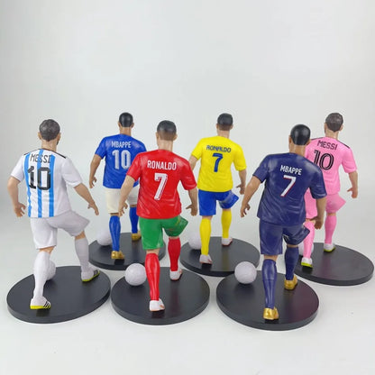 Football Star Action Figures – C. Ronaldo, Messi, Mbappe Cartoon Model Dolls Car Accessories Gifts (1-5pcs)