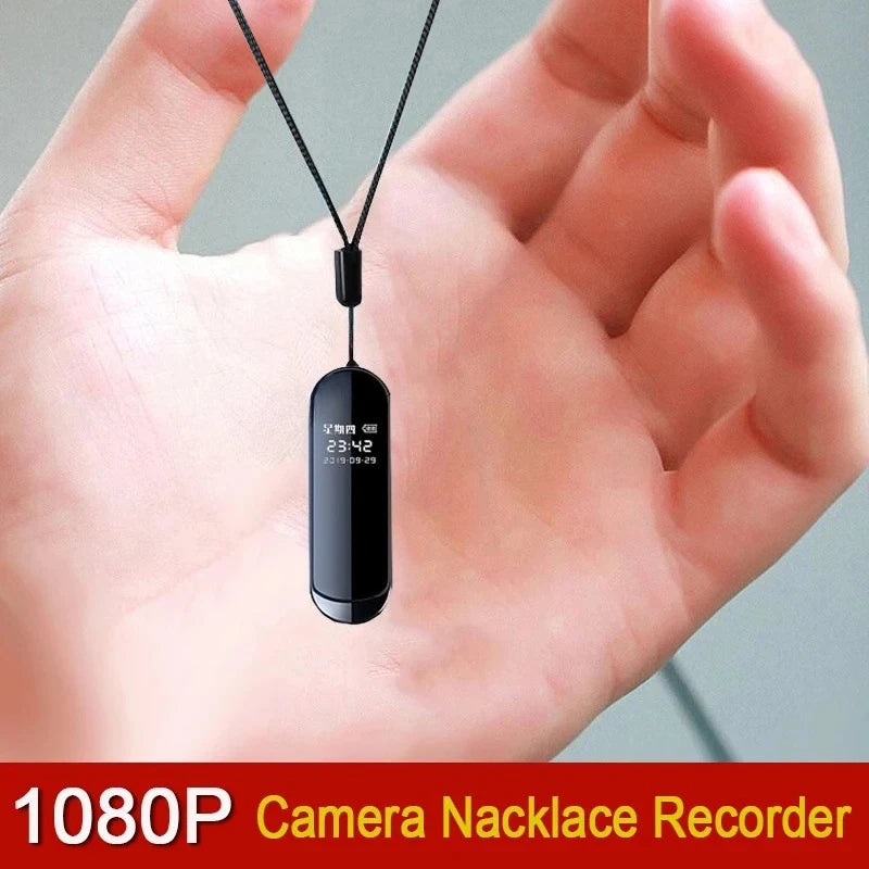 1080P Mini Action Camera - Portable Wide-Angle Necklace Audio & Video Recorder with 4-128GB Storage