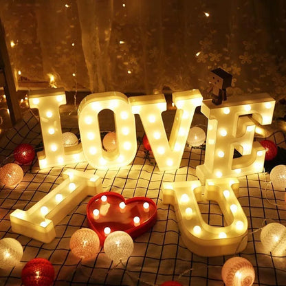 LED Number & Letter Night Light - Luminous A-Z Alphabet & 0-9 Lamp for Party and Wedding Decor