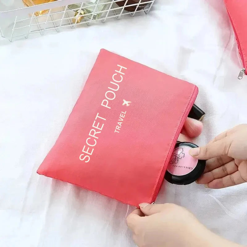6 Pcs/Set Travel Storage Bags - Pink/Blue/Grey Waterproof Luggage, Clothing and Underwear Organizers with Zipper
