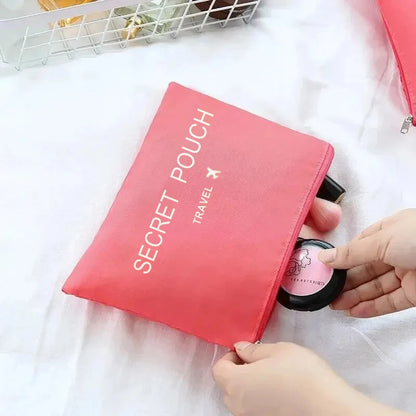 6 Pcs/Set Travel Storage Bags - Pink/Blue/Grey Waterproof Luggage, Clothing and Underwear Organizers with Zipper