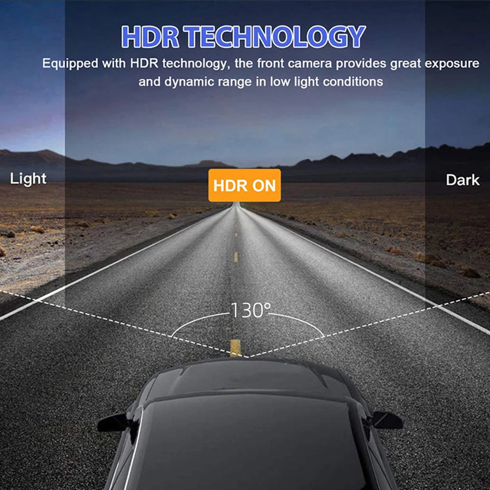 1080P 3-Channel Dash Cam - IR Night Vision, Loop Recording & 2-Inch IPS Screen DVR