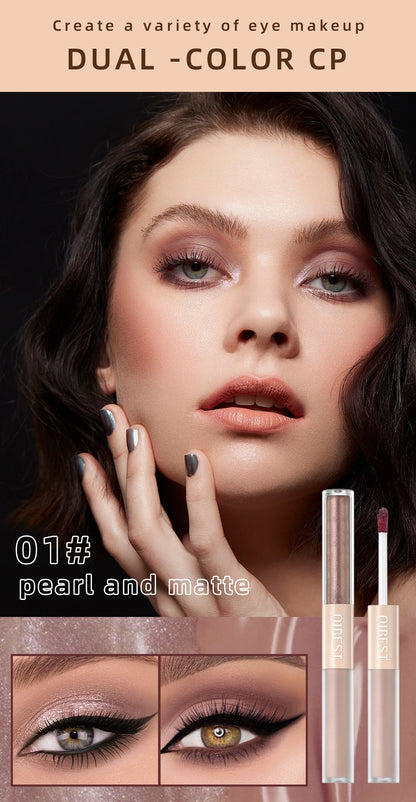 QIBEST Double-Head Glitter Liquid Eyeshadow – Contour Blush, Shimmer & Matte Pigment for Natural Cheek & Eye Makeup