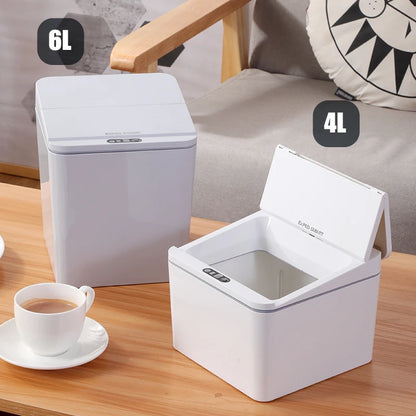 Ch 4/6L Desktop Mini Sensor Trash Can - Small Countertop Waste Basket with Lid, Miniature Desk Garbage for Bathroom