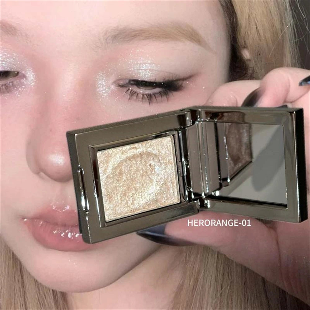 Metallic Glitter Eyeshadow Palette – Sparkling Cream Mousse Shimmer Highlighter in Punk Purple Pearlescent Pigments