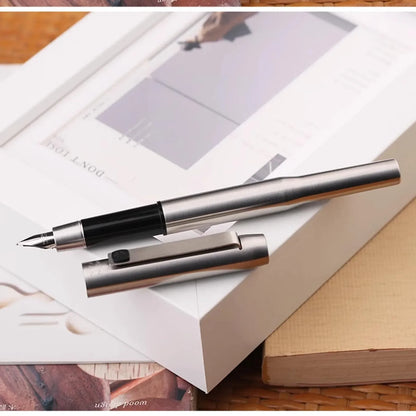 MAJOHN B25 Fountain Pen – Stainless Steel Imported F Nib with Ink Absorber, Dual-Purpose High-End Office Stationery