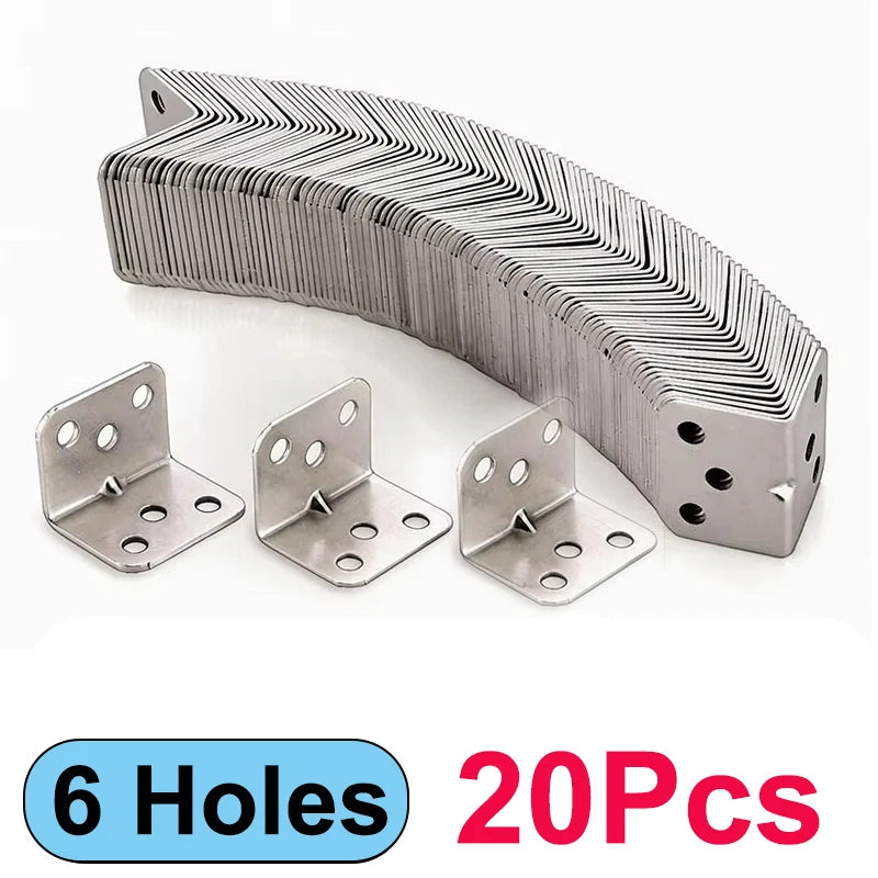 # 90 Degree Stainless Steel Corner Brackets - L-Shaped Braces for Wood Cabinets, Furniture & Shelves