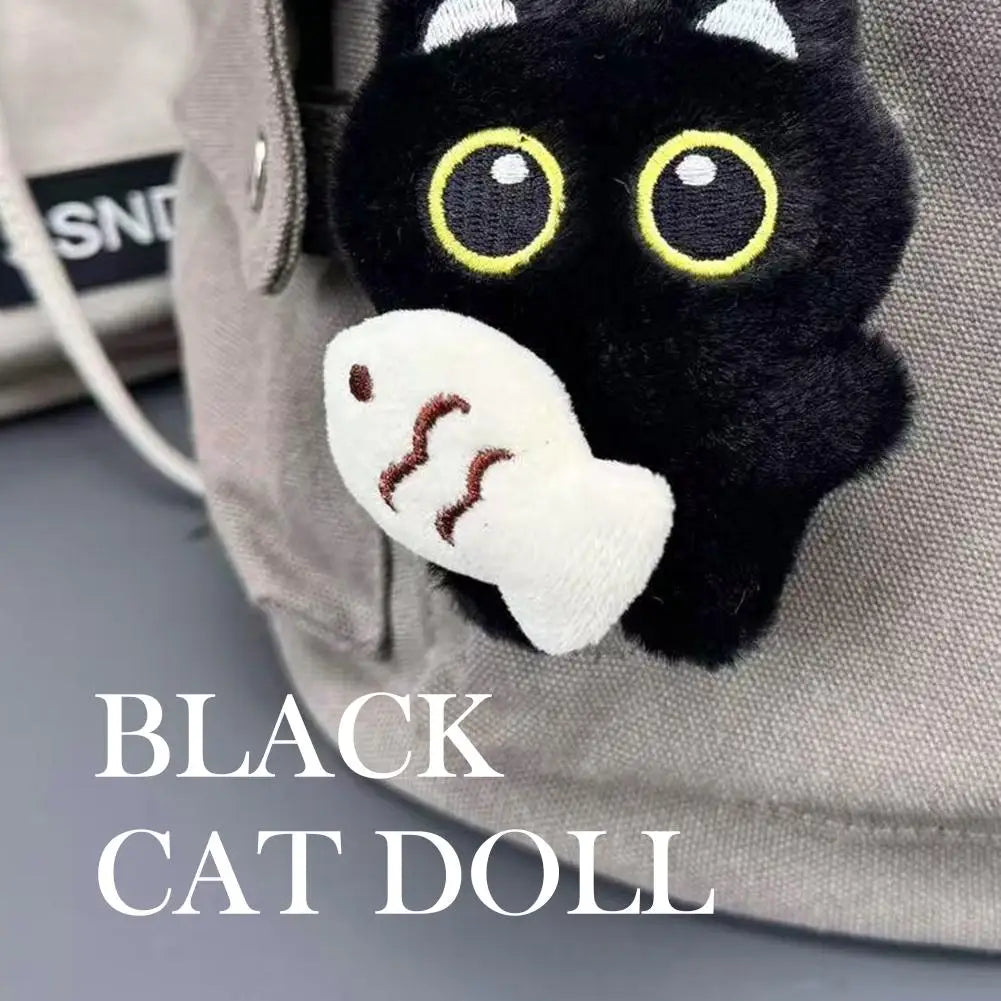 Cute Black Cat Plush Keychain - Kawaii Cartoon Bag Pendant Car Keyring Stuffed Doll Gift